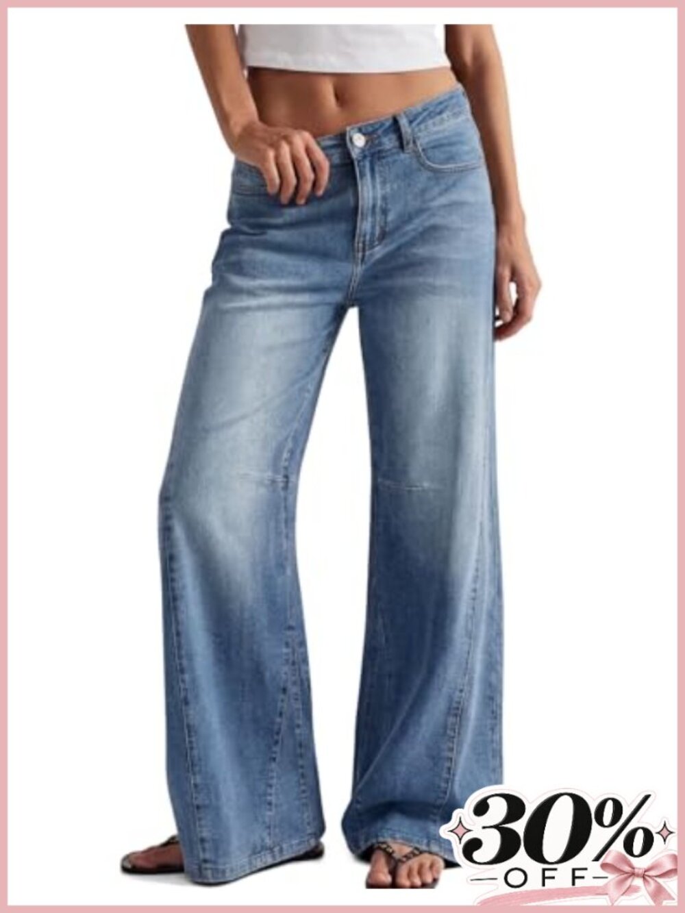 High Waisted Wide Leg Jeans Barrel Baggy Pants Stretch Denim